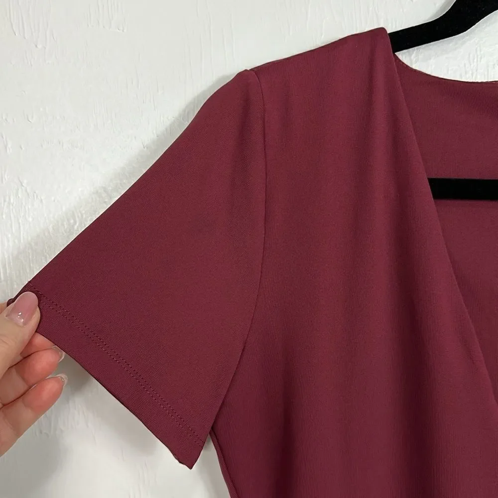House of Harlow 1960 Revolve Deep V-Neck Bodysuit In Burgundy Size XL